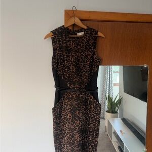 Calvin Klein Black and Brown Midi Dress